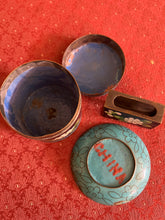 Load image into Gallery viewer, ANTIQUE CHINA Cloisonne Smoking Set MATCH HOLDER TRAY &amp; CIGAR? CONTAINER W/ LID
